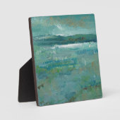 Plaque Photo Plage Abstraite Art Côtier Blues Teals (Recto)