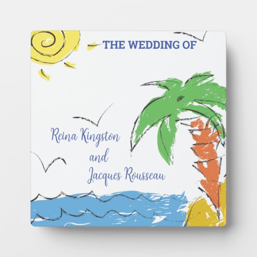 Plaque Photo Plage au trésor personnalisée avec palme (Devant)