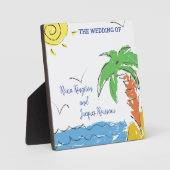 Plaque Photo Plage au trésor personnalisée avec palme (Recto)