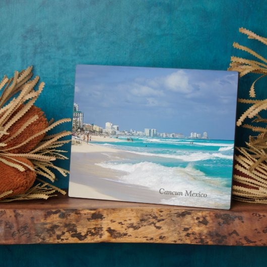 Plaque Photo Plage de Cancun Mexico (Côté)