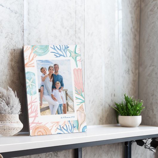 Plaque Photo Plage de Noël de la côte Aquarelle de coquillage P