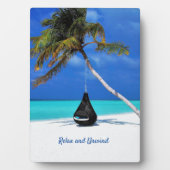 Plaque Photo Plage et palmier/Relax (Devant)