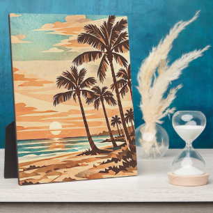 Plaque Photo plage moderne milieu de siècle Hawaii coucher de s