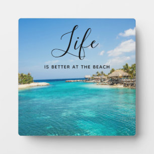 Plaque Photo Plage Saying Plage Tropicale avec Chauves de chaum