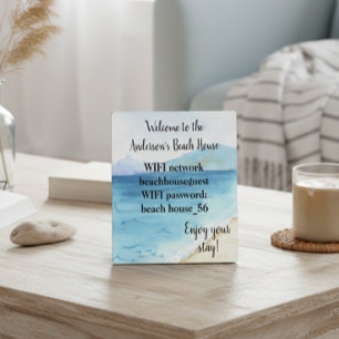 Plaque Photo Plage Vacances Accueil WIFI informations Aquarelle