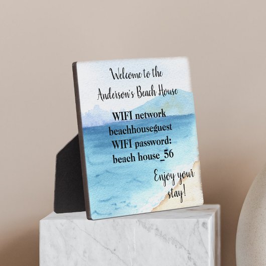 Plaque Photo Plage Vacances Accueil WIFI informations Aquarelle