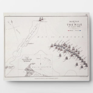 Plaque Photo Plan de la bataille du Nil, 1er août 1798, c