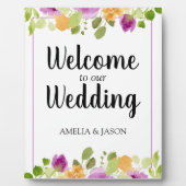 Plaque Photo Plate-forme de Mariage Floral violet (Devant)