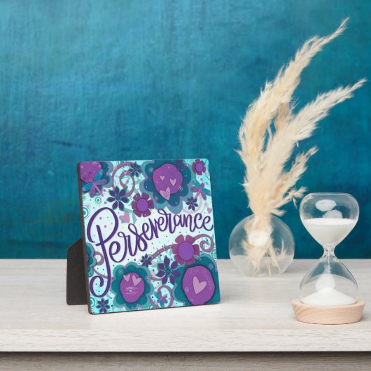 Plaque Photo Plutôt Turquoise persévérance personnalisée Floral (Insitu)