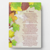 Plaque Photo Poème d'automne de John Keats (Devant)