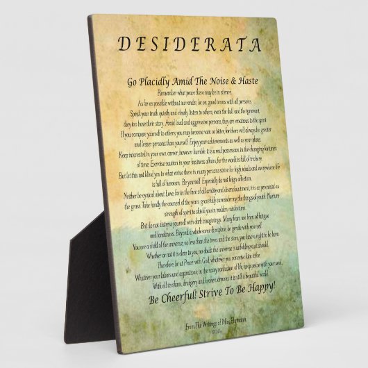 Plaque Photo Poème de Desiderata sur la forêt d'aquarelle (Côté)