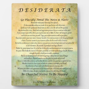 Plaque Photo Poème de Desiderata sur la forêt d'aquarelle