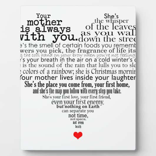 Plaque Photo Poème de la fête des mères (Devant)