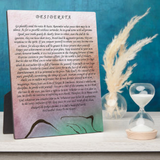 Plaque Photo Poème Desiderata par Max Ehrmann Aquarelle Montagn
