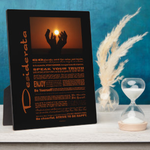 Plaque Photo Poème Desiderata Priant Au Soleil Envoyé