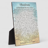 Plaque Photo Poème Desiderata sur la plage à l'aquarelle (Côté)