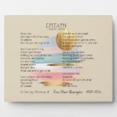 Plaque Photo Poème Epitaph II | Mémorial personnalisable (Devant)