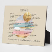 Plaque Photo Poème Epitaph II | Mémorial personnalisable (Côté)