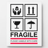Plaque Photo Poignée fragile avec soin étiquette graphique (Devant)