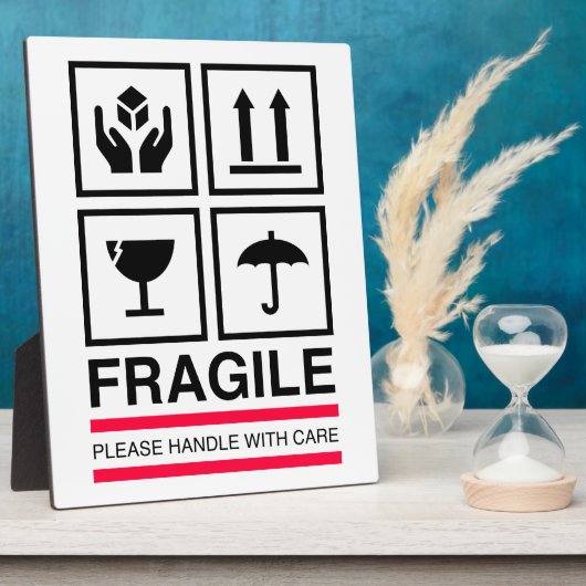 Plaque Photo Poignée fragile avec soin étiquette graphique (Côté)