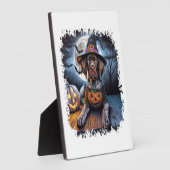 Plaque Photo Pointer Dog Halloween Square (Côté)