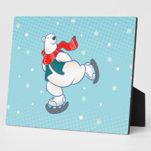Plaque Photo Polar bear on ice skates