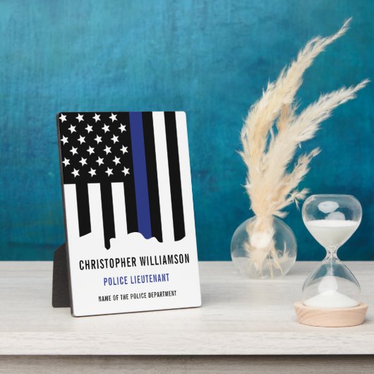 Plaque Photo Police de la ligne bleue mince (Côté)