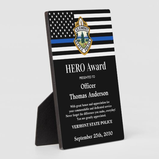Plaque Photo Police HERO Département Custom Logo Officier Burea (Côté)