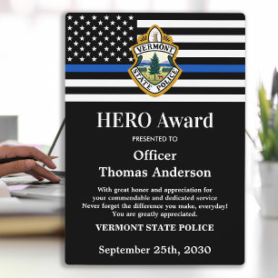 Plaque Photo Police HERO Département Custom Logo Officier Burea
