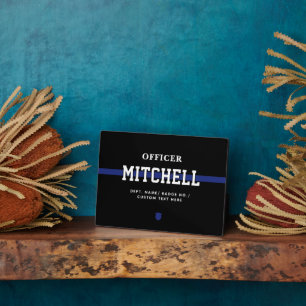 Plaque Photo Policier personnalisé Ligne Bleue Mince