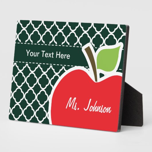 Plaque Photo Pomme sur Quatrefoil vert foncé (Côté)