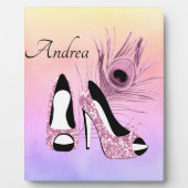 Plaque Photo Pompes rose étincelantes Fancy Personnalisée (Devant)