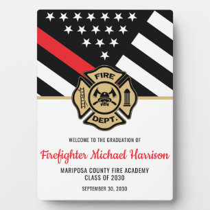 Plaque Photo Pompier Fire Academy Red Line Drapeau Graduation