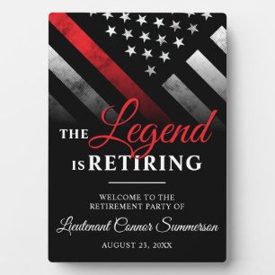 Plaque Photo Pompier Retraite Ligne Rouge Drapeau Bienvenue