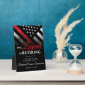 Plaque Photo Pompier Retraite Ligne Rouge Drapeau Bienvenue (Côté)