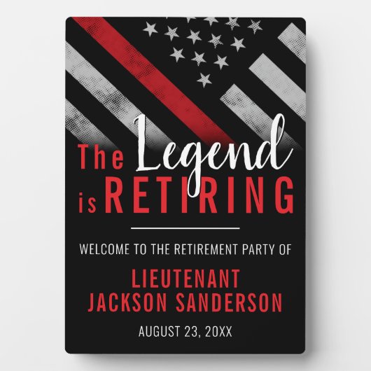 Plaque Photo Pompier Retraite Ligne Rouge Flag Flaman (Devant)