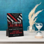 Plaque Photo Pompier Retraite Ligne Rouge Flag Flaman (Côté)