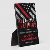 Plaque Photo Pompier Retraite Ligne Rouge Flag Flaman (Côté)