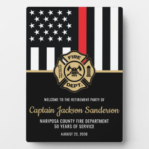 Plaque Photo Pompier Service des incendies Parti de retraite