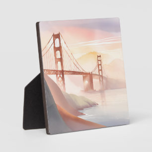 Plaque Photo Pont Golden Gate Lever de soleil Belle aquarelle