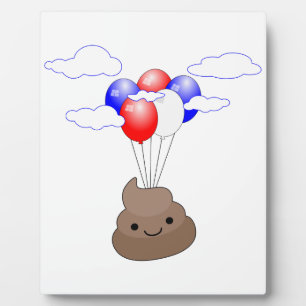 Plaque Photo Poo Emoji Voler Avec Ballons