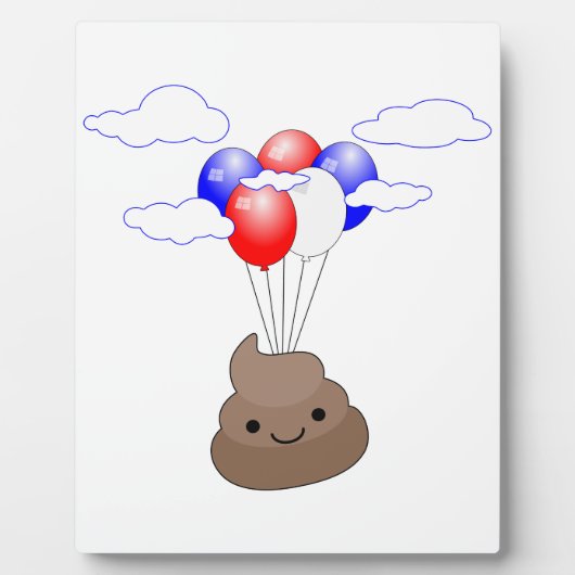 Plaque Photo Poo Emoji Voler Avec Ballons (Devant)