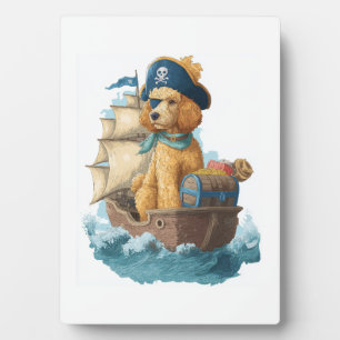 Plaque Photo Poodle Pirate � Drôle de chien de mer