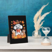 Plaque Photo Poodle Thanksgiving Boissons Café Automne Feuilles (Côté)