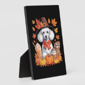 Plaque Photo Poodle Thanksgiving Boissons Café Automne Feuilles (Côté)