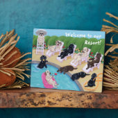 Plaque Photo Poolside Party labradors peinture (Côté)