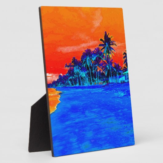 Plaque Photo Pop Art Plage Exotique Palmiers (Côté)