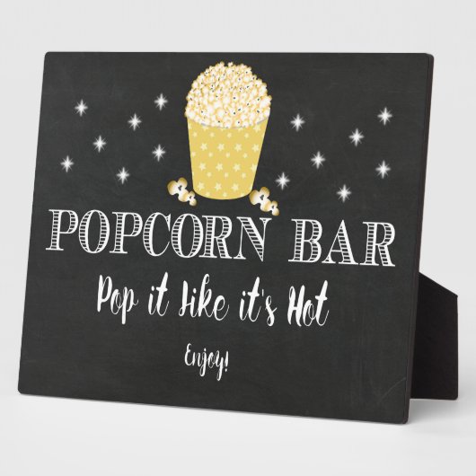 Plaque Photo Popcorn Bar Sign Table Easel (Côté)
