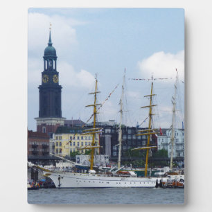 Plaque Photo Port de Hambourg Hafen Michel Allemagne navires