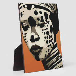Plaque Photo Portrait d'Art Tribal Monochrome de Femme